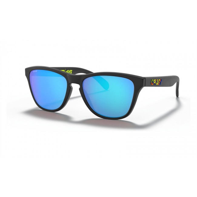 Oakley Frogskins Xs Youth Fit Valentino Rossi Signature Series Polished Black Frame Prizm Sapphire Lens Sunglasses