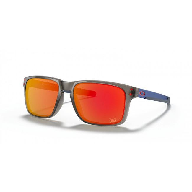 Oakley Holbrook Mix Team USA Collection Team Usa Matte Grey Ink Frame Prizm Ruby Lens Sunglasses