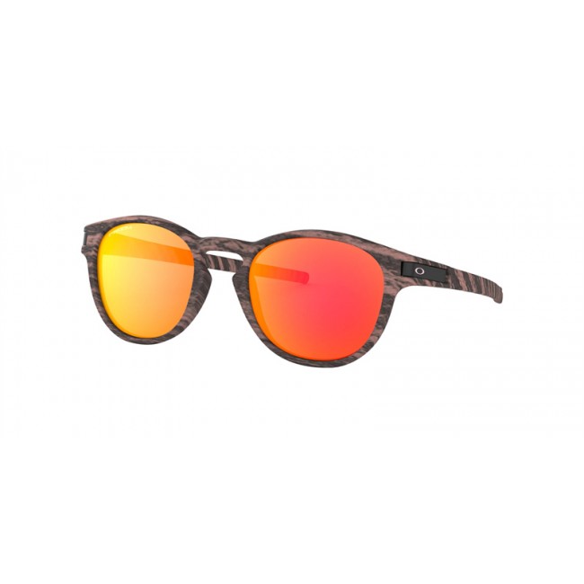 Oakley Latch Latch Low Bridge Fit Woodtstain Collection Rosewood Frame Prizm Ruby Lens Sunglasses