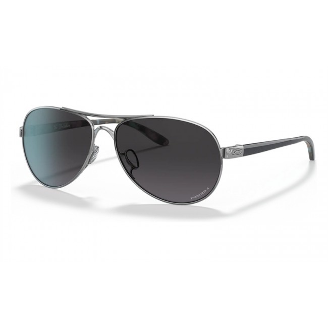 Oakley Tie Breaker Polished Chrome Frame Prizm Grey Gradient Lens Sunglasses