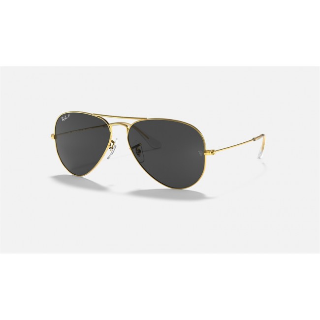Ray Ban Aviator Classic RB3025 Black Polarized Classic Gold Sunglasses