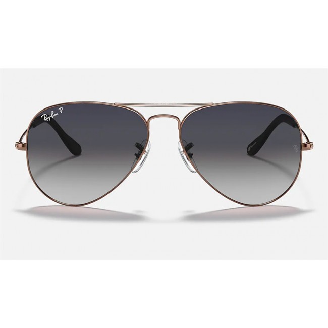 Ray Ban Aviator Collection RB3025 Bronze-Copper Frame Polarized Blue/Grey Gradient Lens Sunglasses