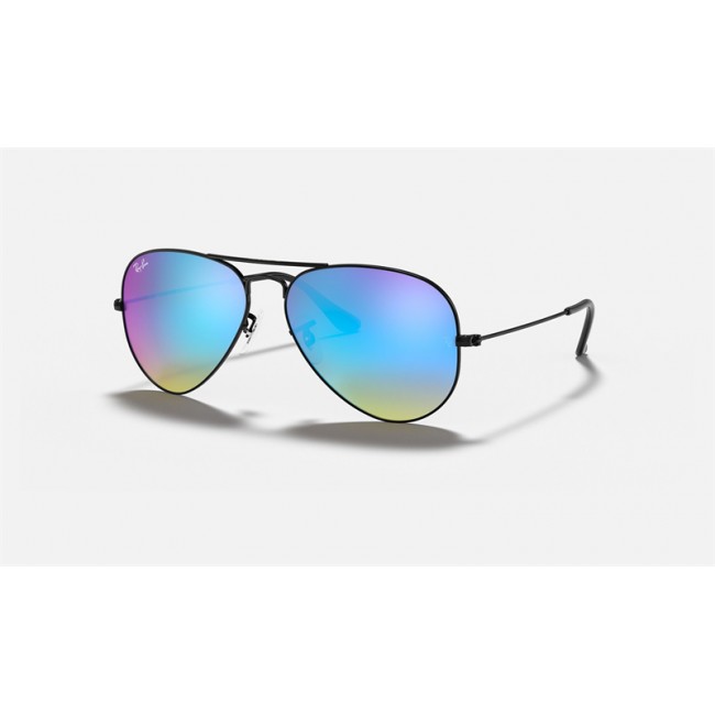 Ray Ban Aviator Flash Lenses Gradient RB3025 Blue Gradient Flash Black Sunglasses