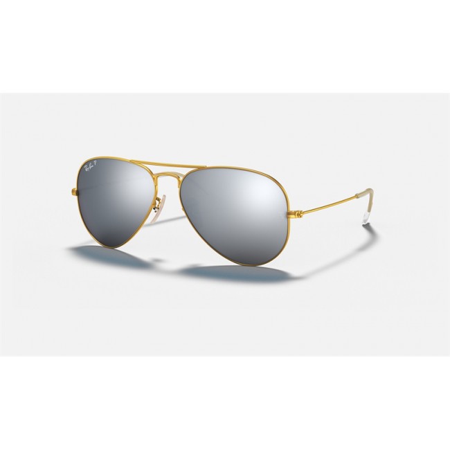 Ray Ban Aviator Flash Lenses RB3025 Silver Flash Gold Sunglasses