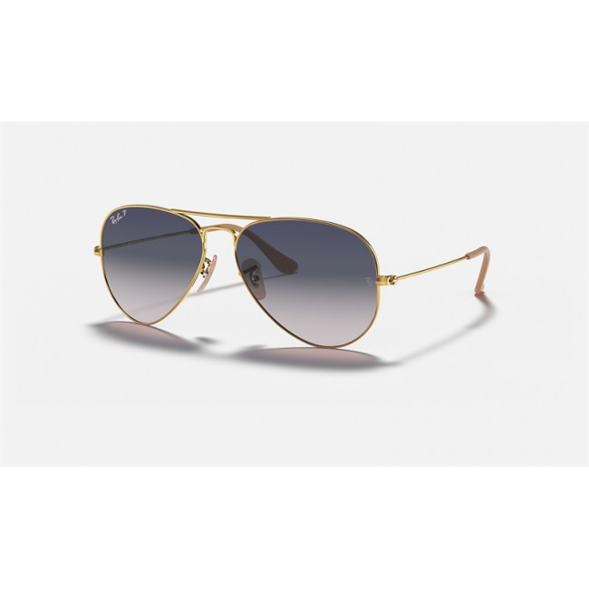 Ray Ban Aviator Gradient RB3025 Blue/Gray Gradient Gold Sunglasses