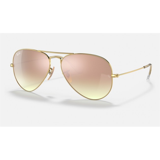 Ray Ban Aviator Large Metal RB3025 Pink Gradient Flash Gold Sunglasses