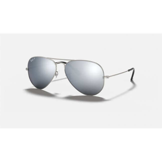 Ray Ban Aviator Mirror RB3025 Silver Polarized Flash Silver Sunglasses