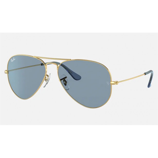 Ray Ban Aviator True Blue RB3025 Gold Frame Blue Classic Lens Sunglasses