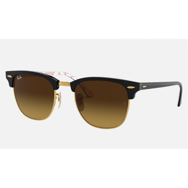 Ray Ban Clubmaster Collection RB3016 Gradient + Black Frame Brown Gradient Lens Sunglasses