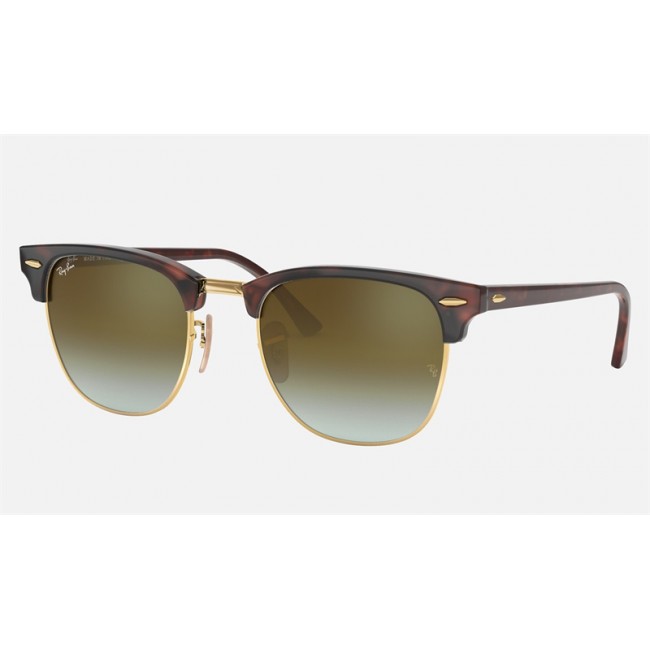 Ray Ban Clubmaster Flash Lenses Gradient RB3016 Gradient Flash + Tortoise Frame Green Gradient Flash Lens Sunglasses