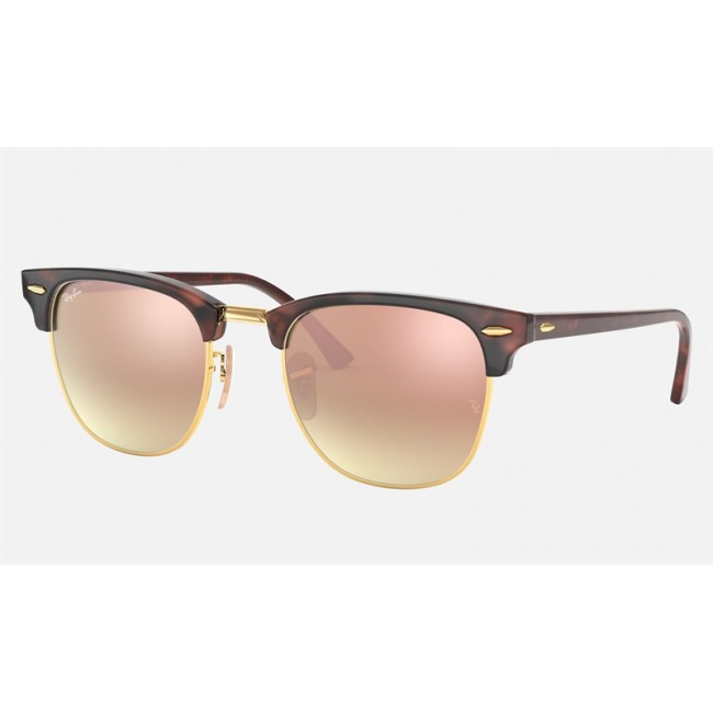 Ray Ban Clubmaster Flash Lenses Gradient RB3016 Gradient Flash + Tortoise Frame Copper Gradient Flash Lens Sunglasses