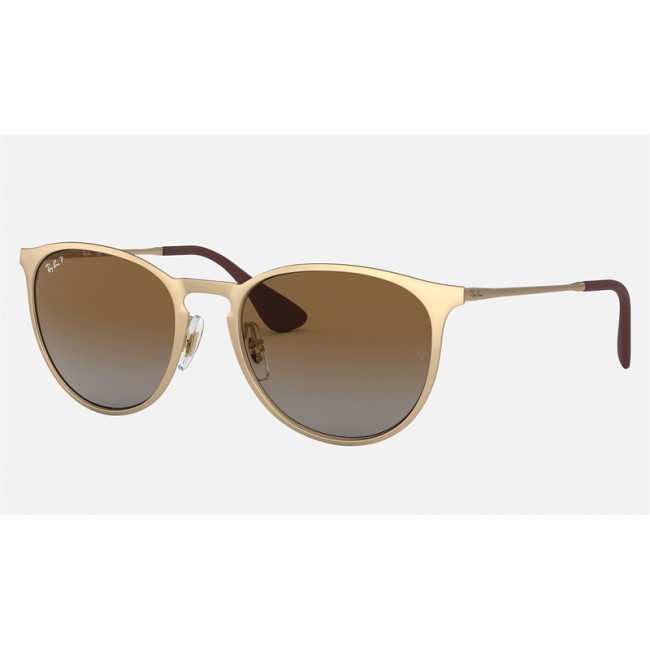 Ray Ban Erika Metal RB3539 Polarized Gradient + Gold Frame Brown Gradient Lens Sunglasses