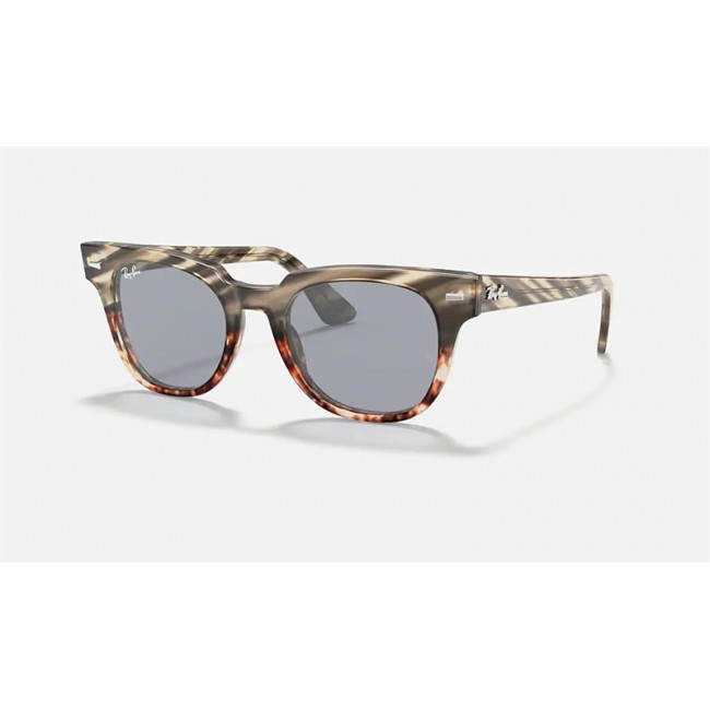 Ray Ban Meteor Striped Havana RB2168 Striped Grey Gradient Brown Frame Blue Solid Lens Sunglasses