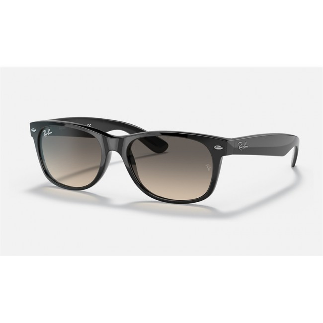 Ray Ban New Wayfarer Collection RB2132 Gradient + Black Frame Light Grey Gradient Lens Sunglasses