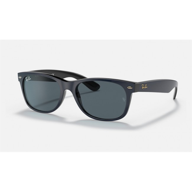 Ray Ban New Wayfarer Collection RB2132 Classic + Blue Frame Blue/Gray Classic Lens Sunglasses