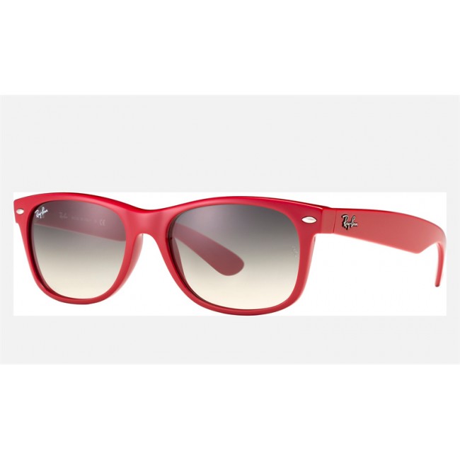Ray Ban New Wayfarer Color Splash RB2132 Gradient + Red Frame Light Black Lens Sunglasses
