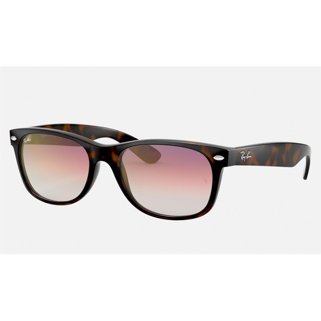 Ray Ban New Wayfarer Flash Gradient Lenses RB2132 Gradient + Tortoise Frame Violet Gradient Lens Sunglasses
