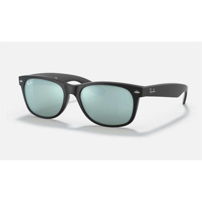Ray Ban New Wayfarer Flash RB2132 Flash + Black Frame Silver Flash Lens Sunglasses