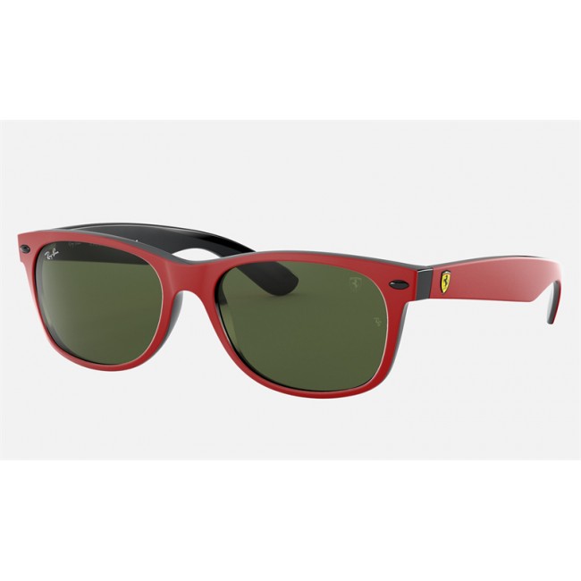 Ray Ban New Wayfarer RB2132M Scuderia Ferrari Collection Classic G-15 + Red Frame Green Classic G-15 Lens Sunglasses