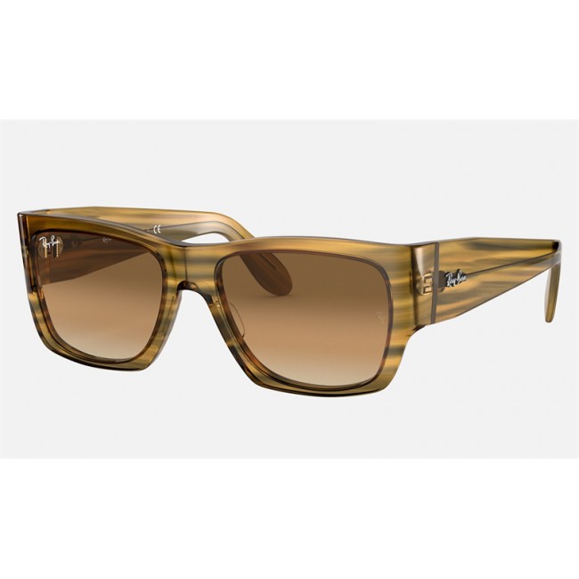 Ray Ban Nomad RB2185 Light Brown Gradient Striped Yellow Sunglasses