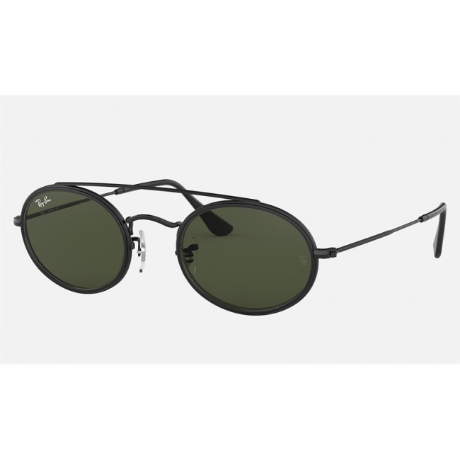 Ray Ban Oval Double Bridge RB3847 Green Classic G-15 Black Sunglasses