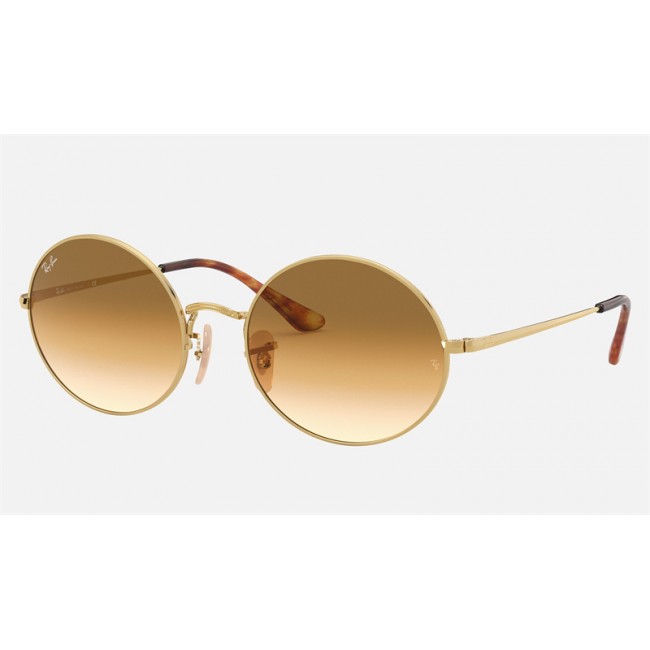 Ray Ban Oval RB1970 Light Brown Gradient Gold Sunglasses