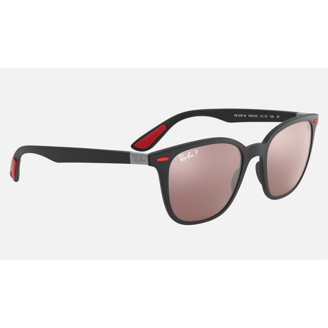 Ray Ban RB4297 Scuderia Ferrari Collection Silver Mirror Chromance Black Sunglasses