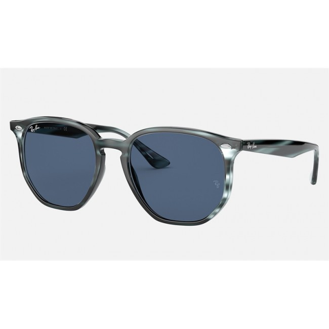 Ray Ban RB4306 Dark Blue Classic Striped Blue Havana Sunglasses