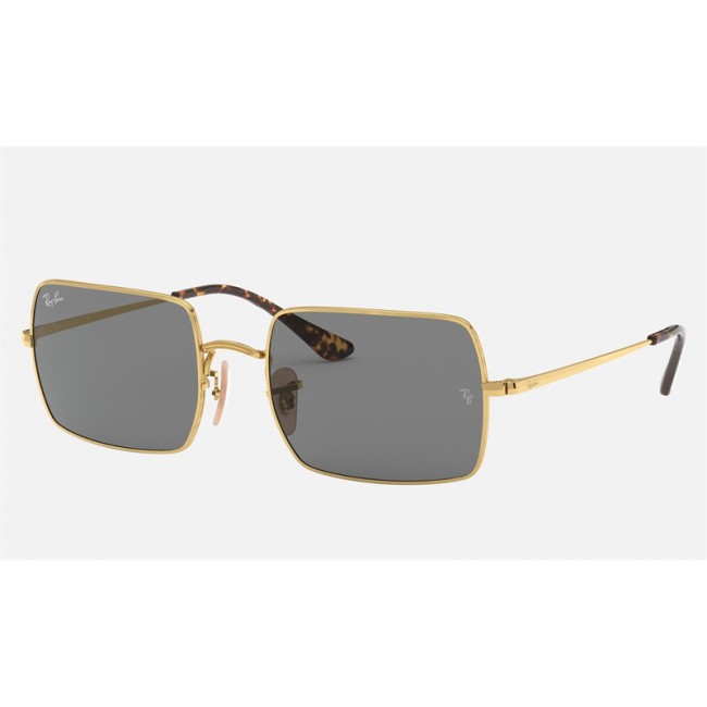 Ray Ban Rectangle RB1969 Dark Grey Classic Gold Sunglasses