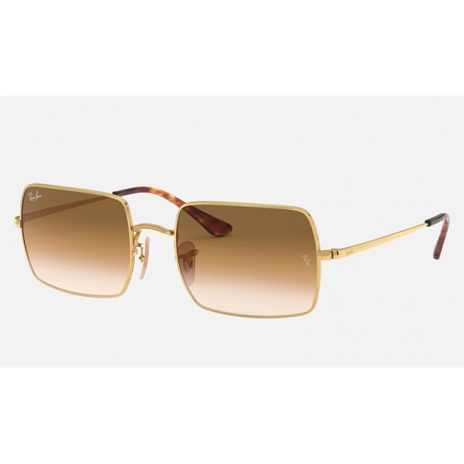 Ray Ban Rectangle RB1969 Light Brown Gradient Gold Sunglasses