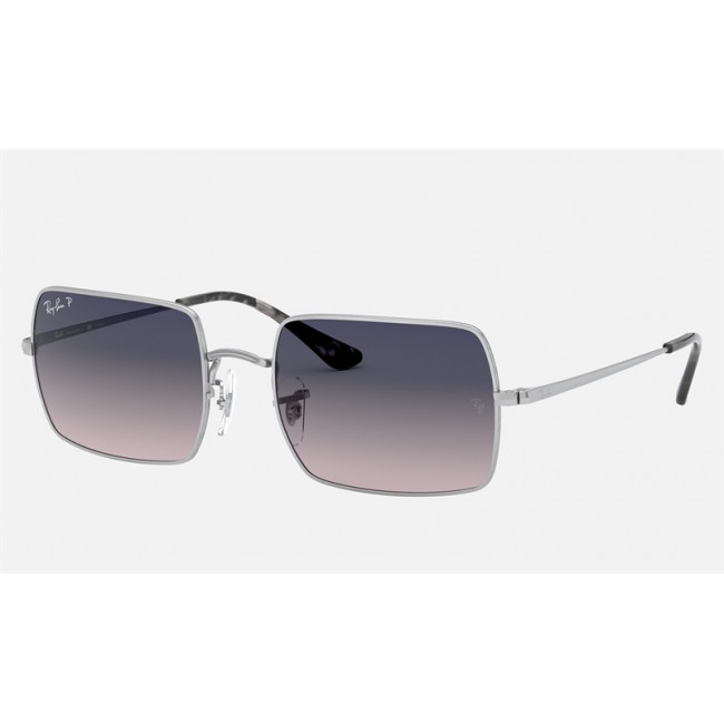 Ray Ban Rectangle RB1969 Purple Gradient Silver Sunglasses