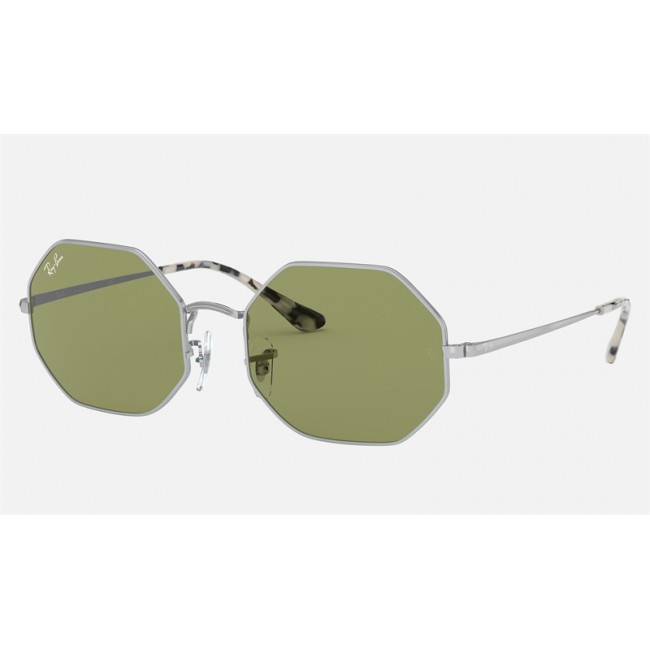Ray Ban Roctagon RB1972 Ligh Green Classic Silver Sunglasses