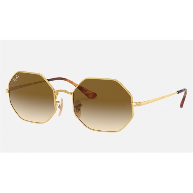 Ray Ban Roctagon RB1972 Light Brown Gradient Gold Sunglasses