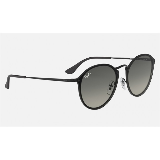 Ray Ban Round Blaze Round RB3574 Gradient + Black Frame Grey Gradient Lens Sunglasses