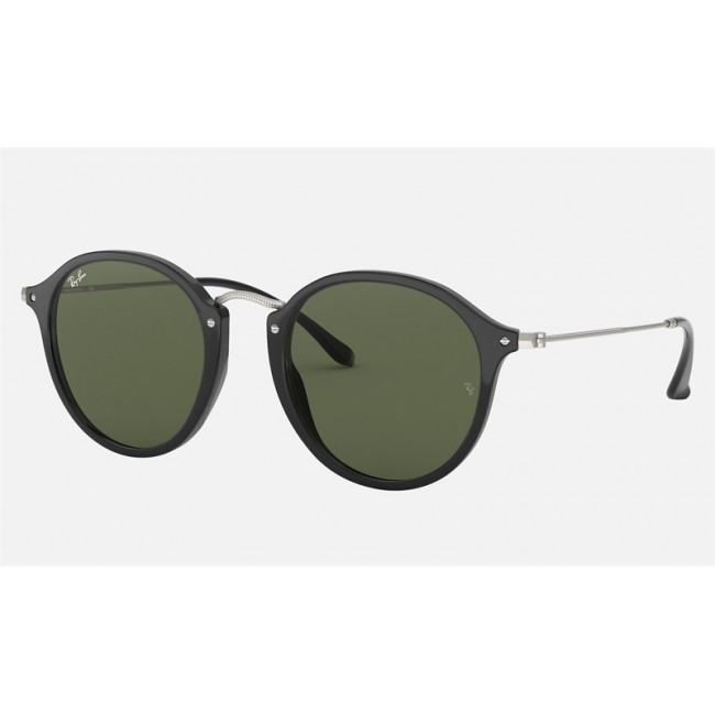 Ray Ban Round Fleck RB2447 Classic G-15 + Black Frame Green Classic G-15 Lens Sunglasses
