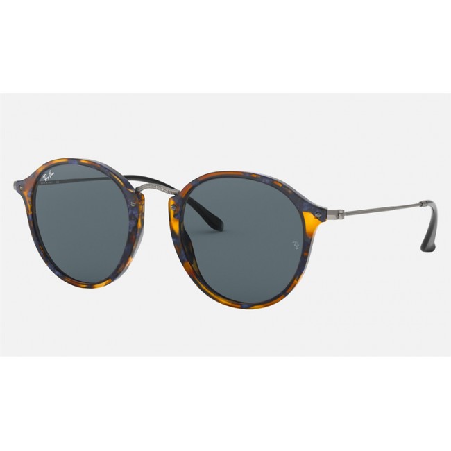 Ray Ban Round Fleck RB2447 Classic + Tortoise Frame Blue/Gray Classic Lens Sunglasses