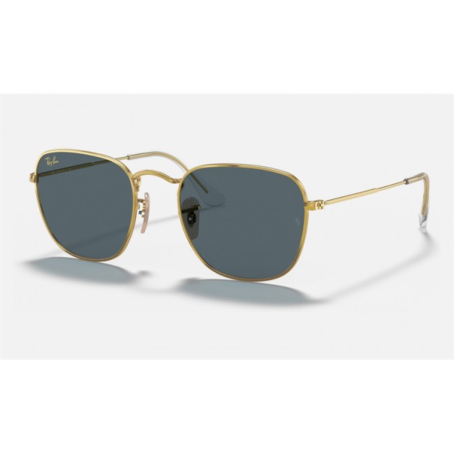 Ray Ban Round Frank Legend RB3857 Classic + Gold Frame Blue Classic Lens Sunglasses