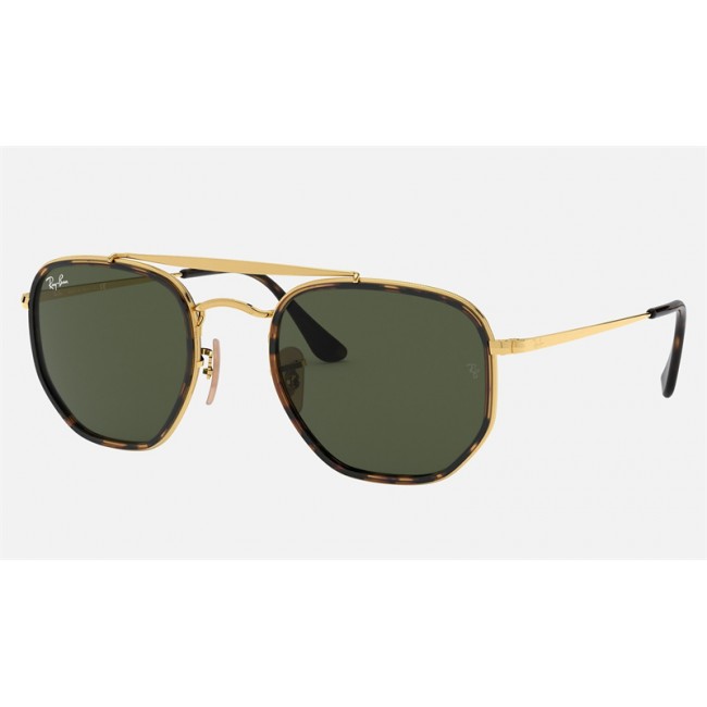 Ray Ban Round Marshal II RB3648 Classic G-15 + Gold Frame Green Classic G-15 Lens Sunglasses