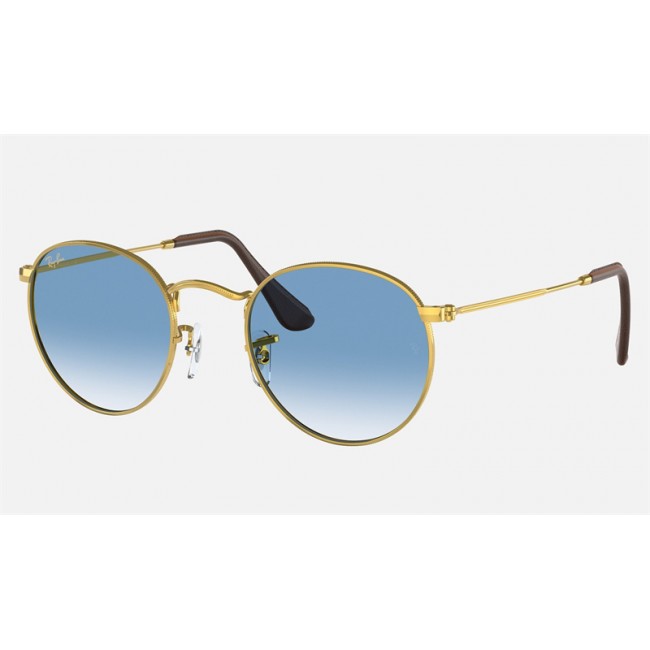 Ray Ban Round Metal Collection RB3447 Gradient + Gold Frame Light Blue Gradient Lens Sunglasses