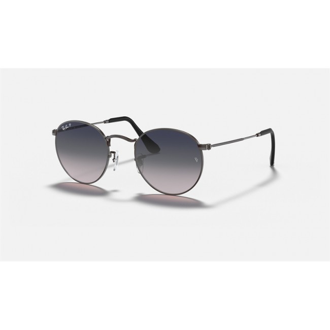 Ray Ban Round Metal Collection RB3447 Polarized Gradient + Gunmetal Frame Blue/Grey Gradient Lens Sunglasses