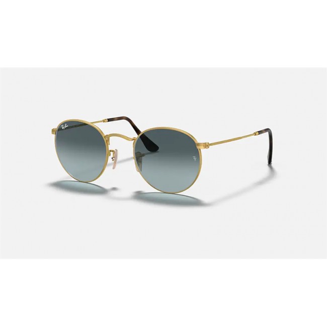Ray Ban Round Metal RB3447 Gold Frame Blue Gradient Lens Sunglasses