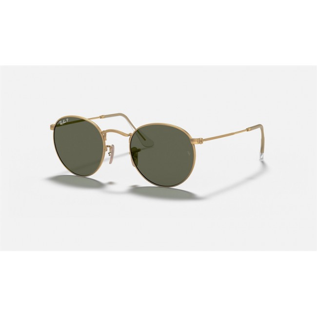 Ray Ban Round Metal RB3447 Polarized Classic G-15 + Gold Frame Green Classic G-15 Lens Sunglasses