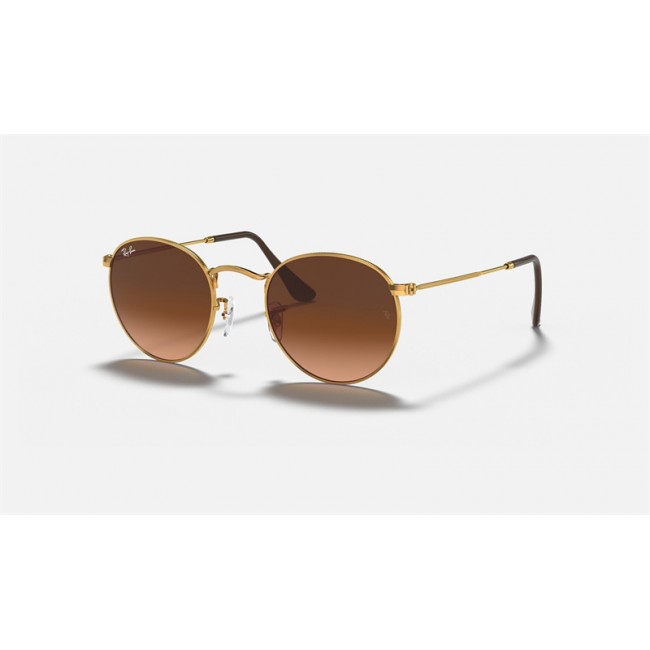 Ray Ban Round Metal RB3447 Gradient + Bronze-Copper Frame Pink/Brown Gradient Lens Sunglasses