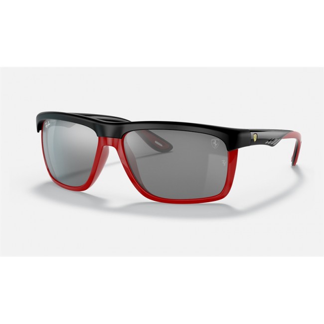 Ray Ban Scuderia Ferrari Collection RB4363 Grey Mirror Black With Red Sunglasses