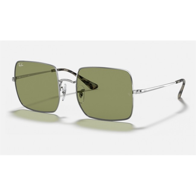 Ray Ban Square Classic RB1971 Light Green Classic Silver Sunglasses