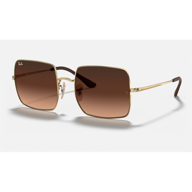 Ray Ban Square Collection RB1971 Brown Gradient Gold Sunglasses