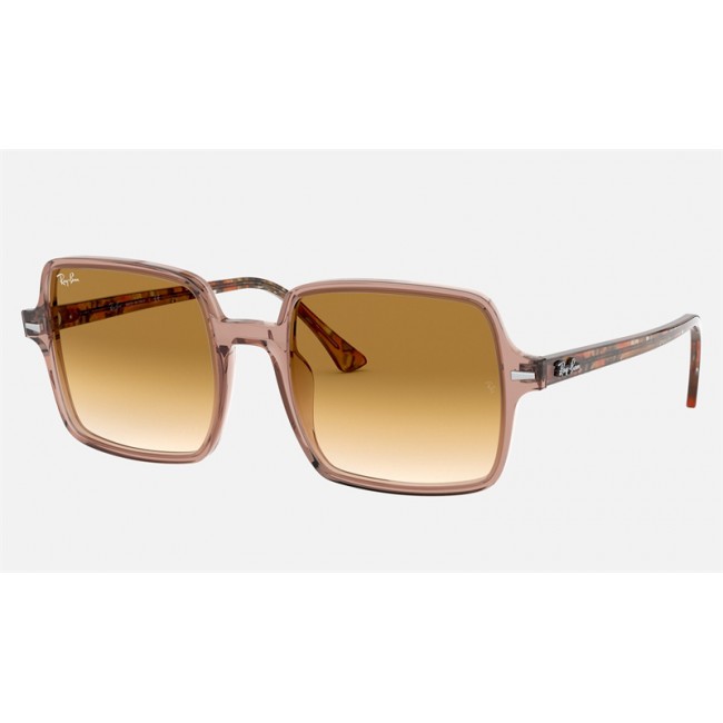 Ray Ban Square II RB1973 Light Brown Gradient Transparent Brown Sunglasses