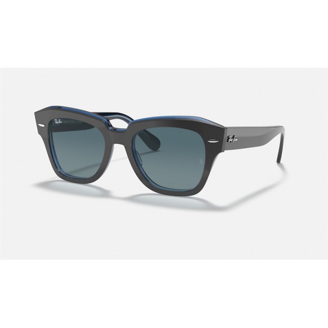 Ray Ban State Street RB2186 Gradient + Grey Frame Blue Gradient Lens Sunglasses