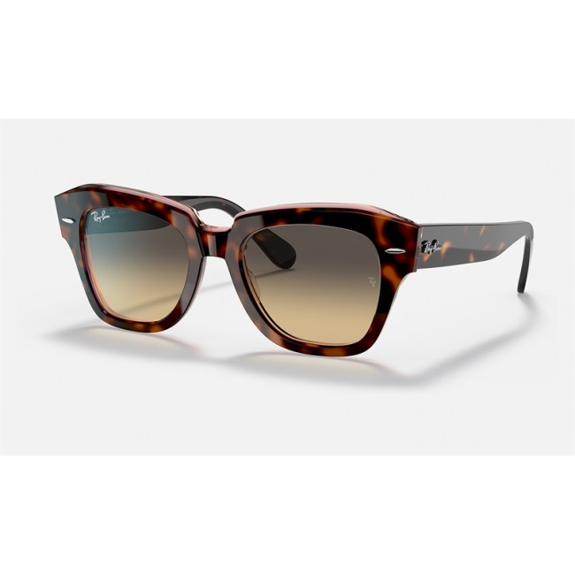 Ray Ban State Street RB2186 Gradient + Pink Tortiose Frame Brown/Blue Gradient Lens Sunglasses
