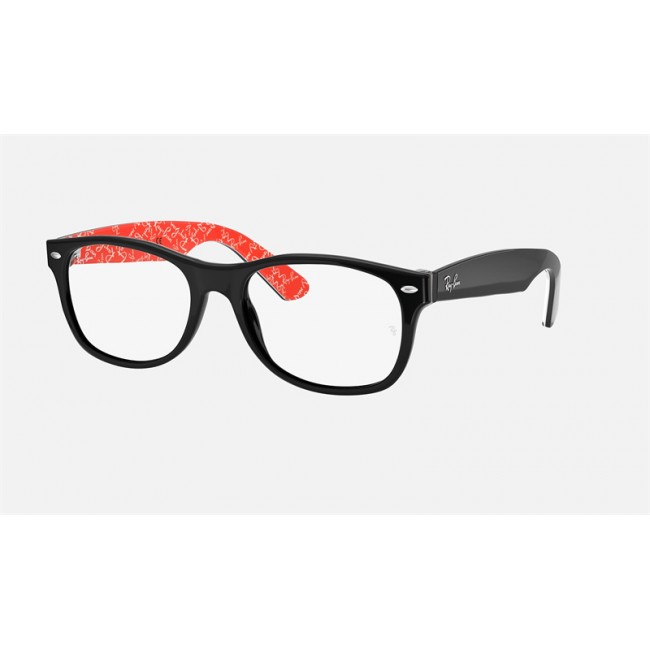 Ray Ban The New Wayfarer Optics RB5184 Demo Lens + Black Red Frame Clear Lens Sunglasses